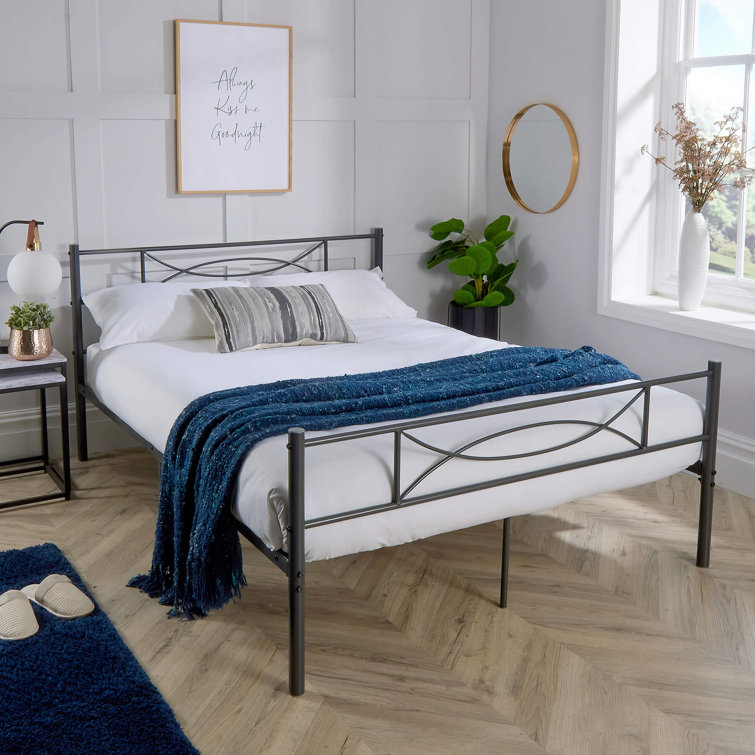 Lark Manor Heavener 4FT Grey Metal Bed Frame with Juno Small Double